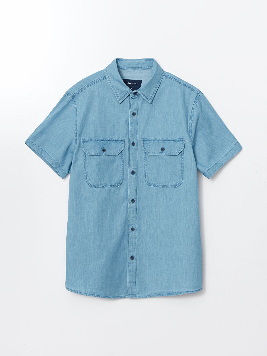 Regular Fit Short Sleeve Men's Jean Shirt -S5KA57Z8-H45