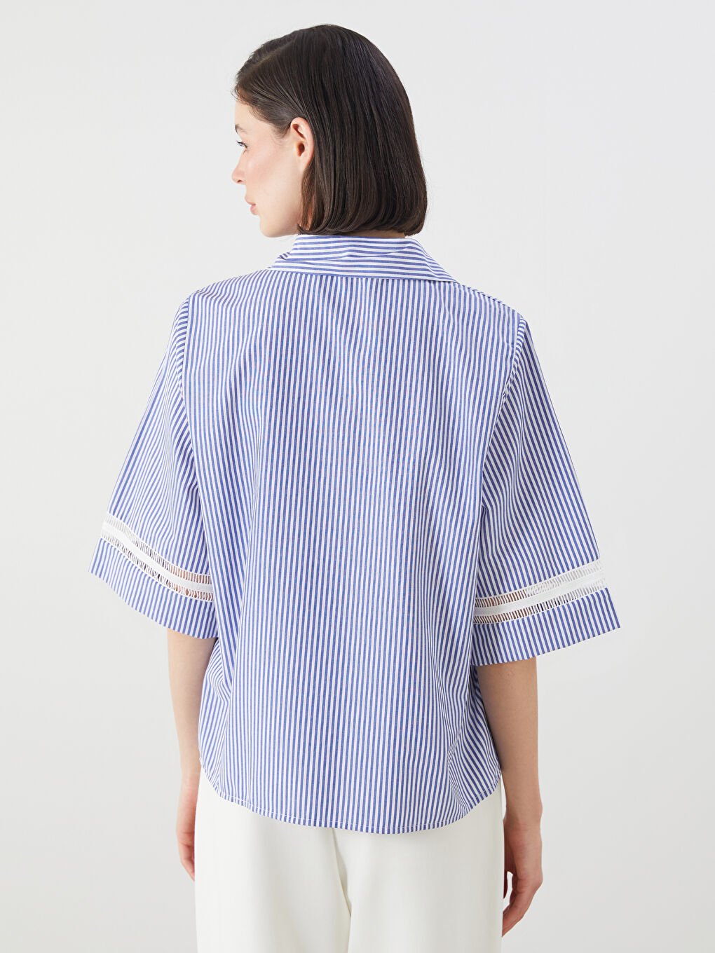 Mavi Çizgili Kadın Gömlek-3