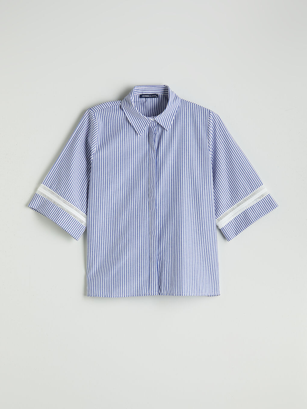 Mavi Çizgili Kadın Gömlek-4