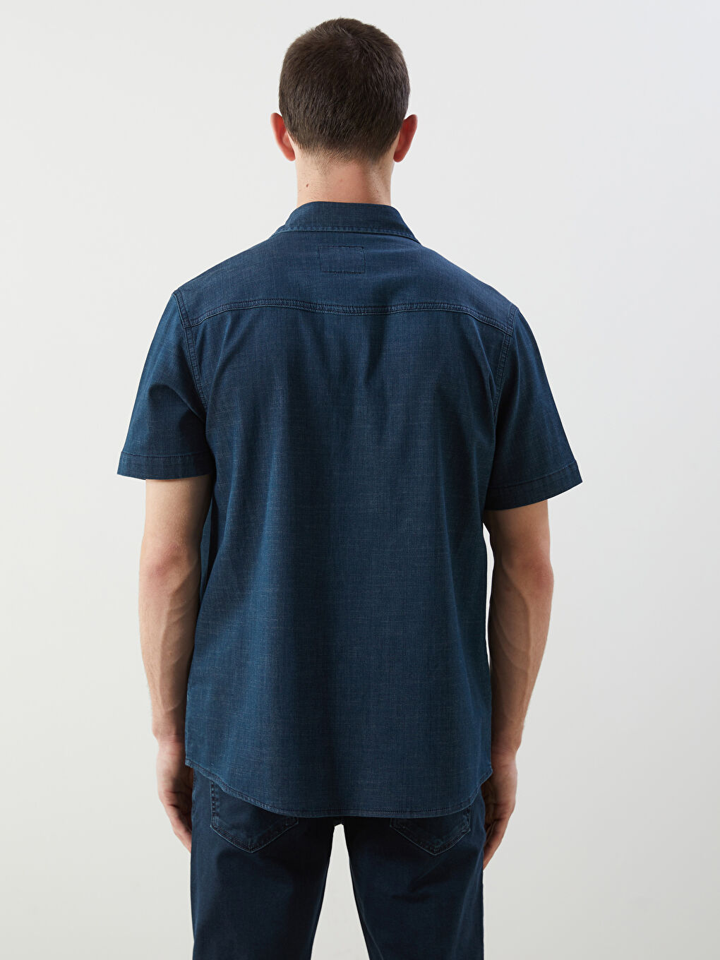 Regular Fit Short Sleeve Men's Denim Shirt -S5KB07Z8-309
