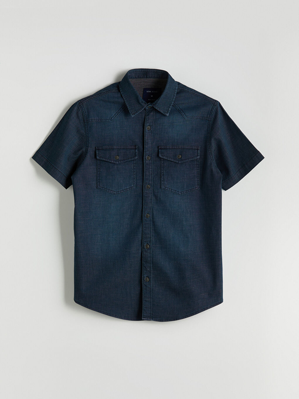 Regular Fit Short Sleeve Men's Denim Shirt -S5KB07Z8-309