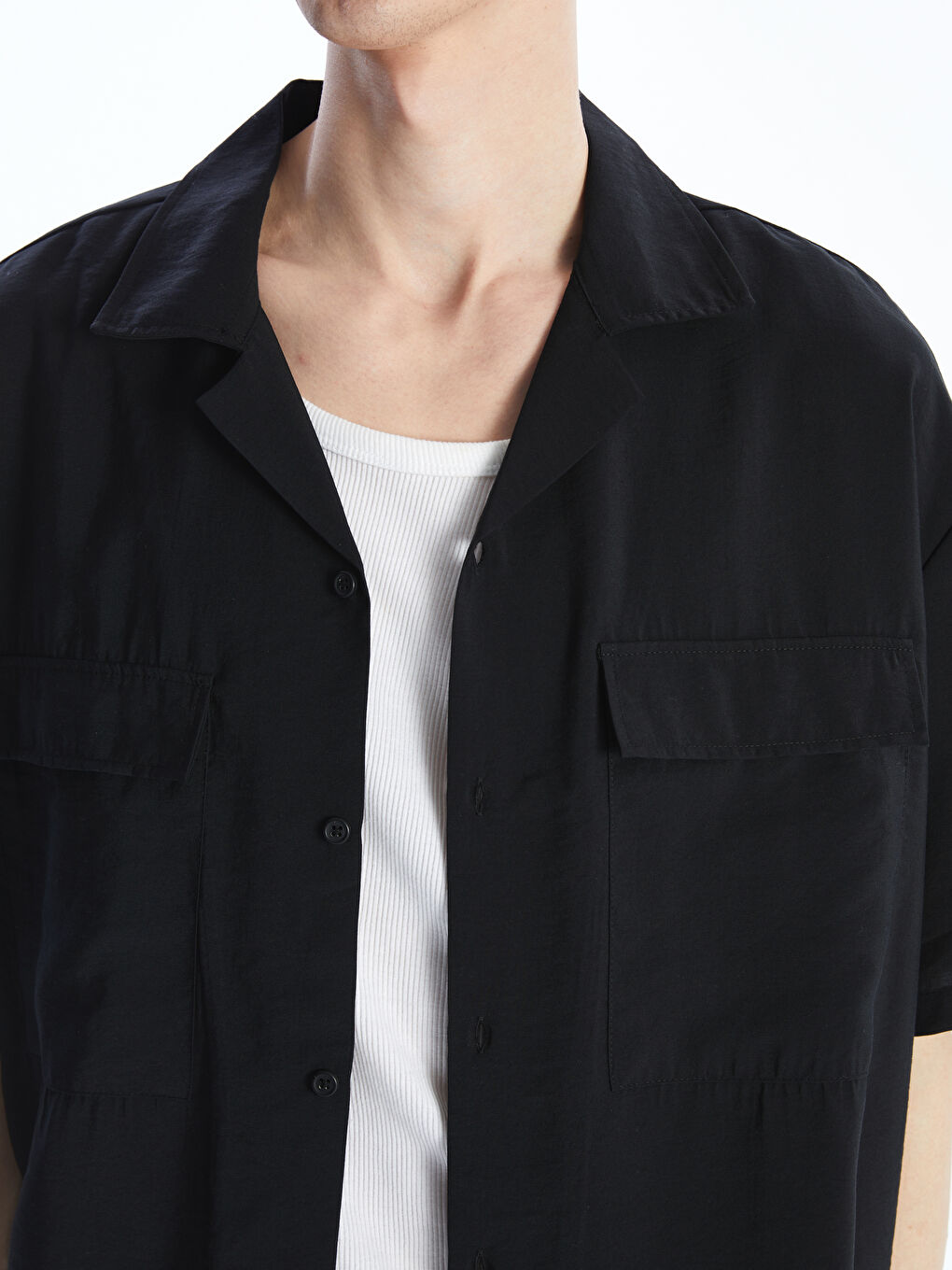 Antrasit Regular Fit Kısa Kollu Erkek Gömlek-5