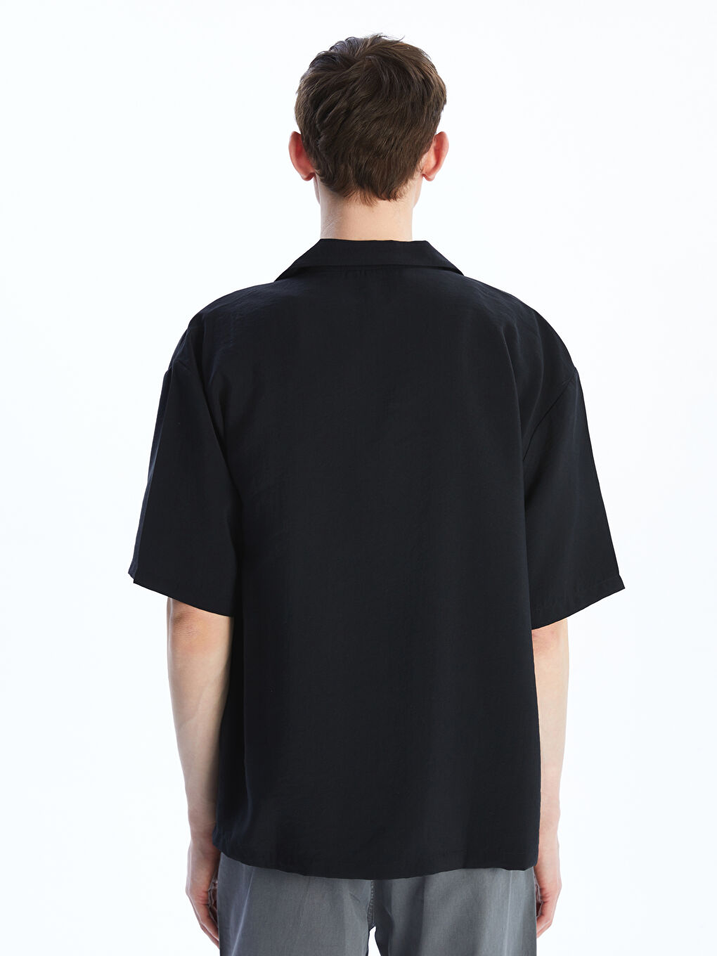 Antrasit Regular Fit Kısa Kollu Erkek Gömlek-7