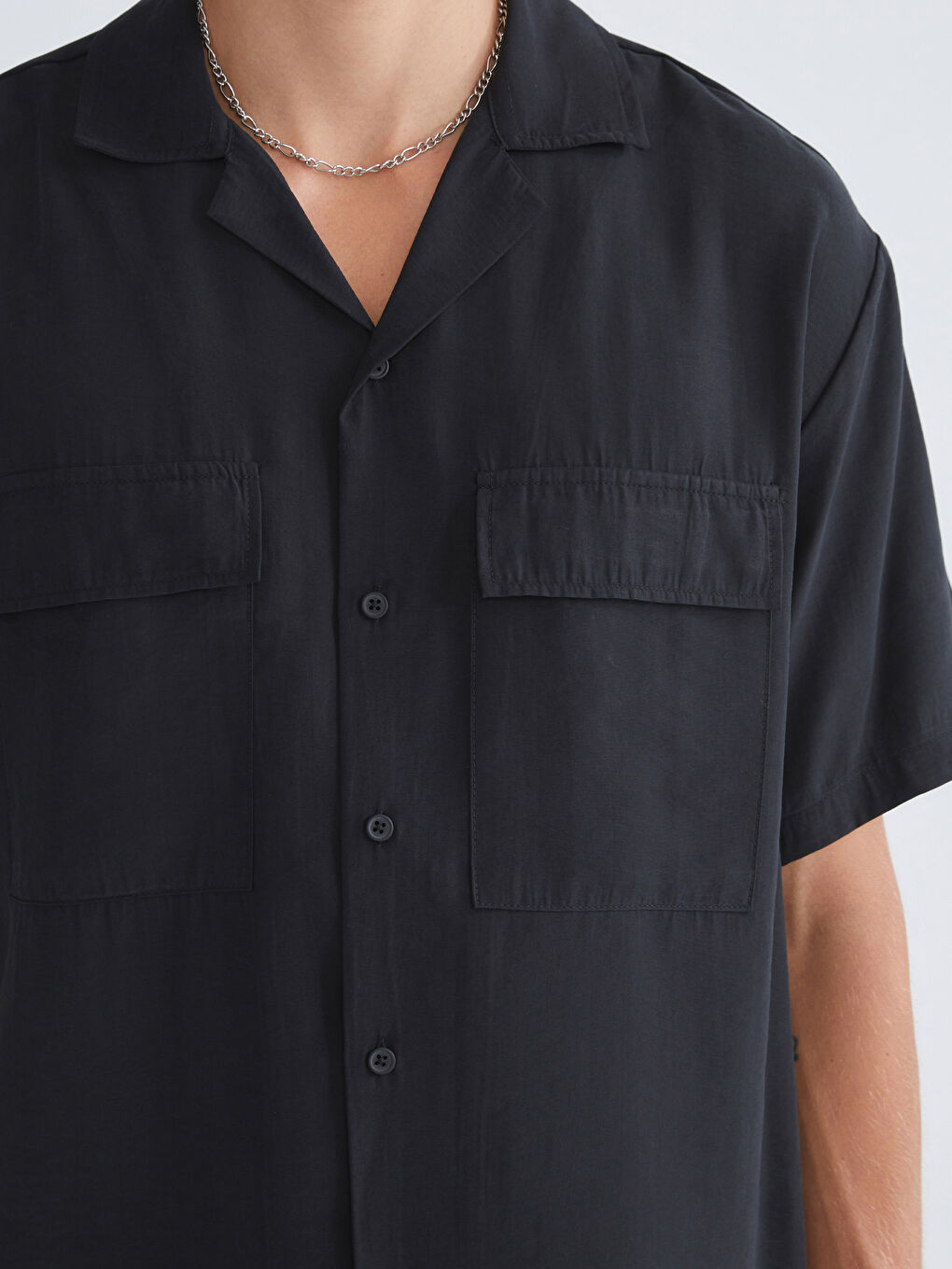 Antrasit Regular Fit Kısa Kollu Erkek Gömlek-4