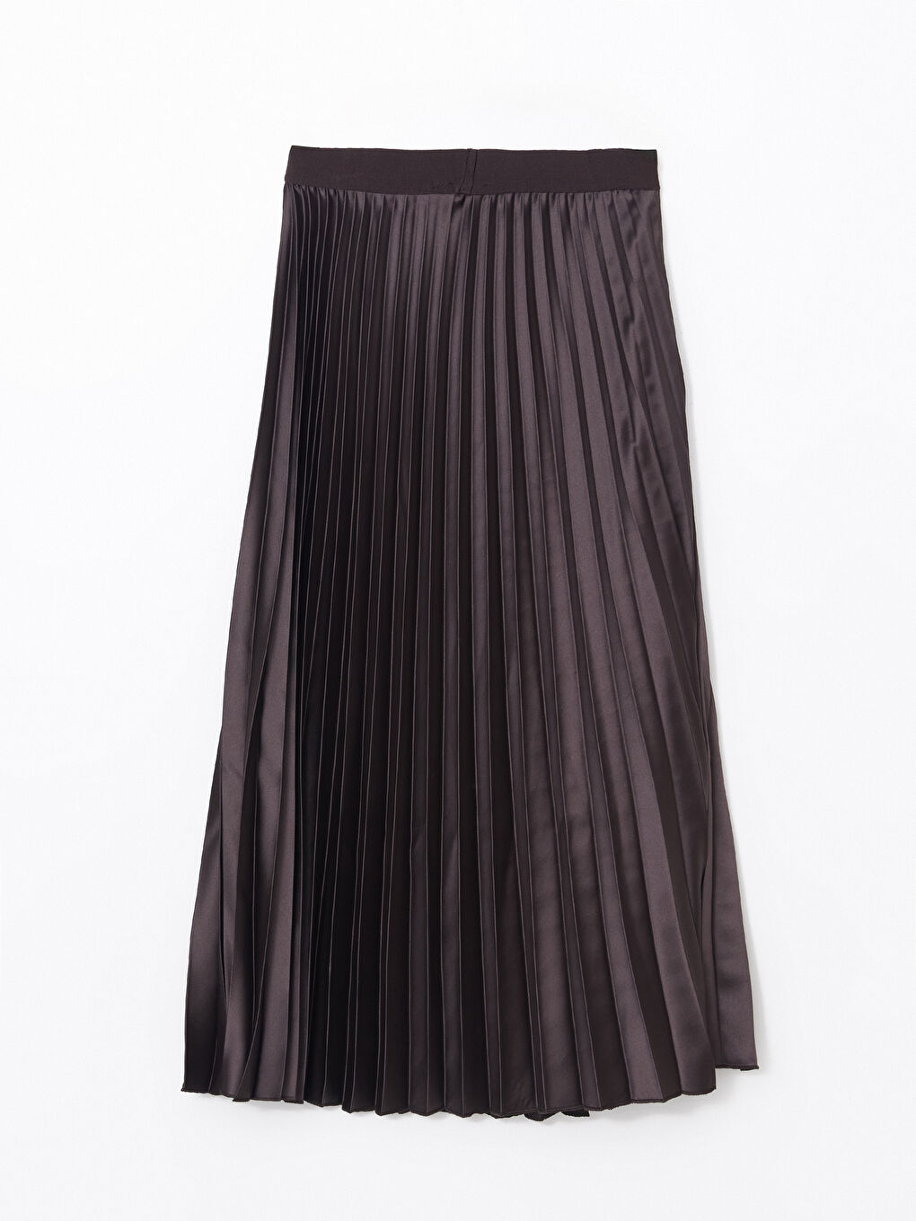 Bej Beli Lastikli Saten Kadın Pileli Etek-5