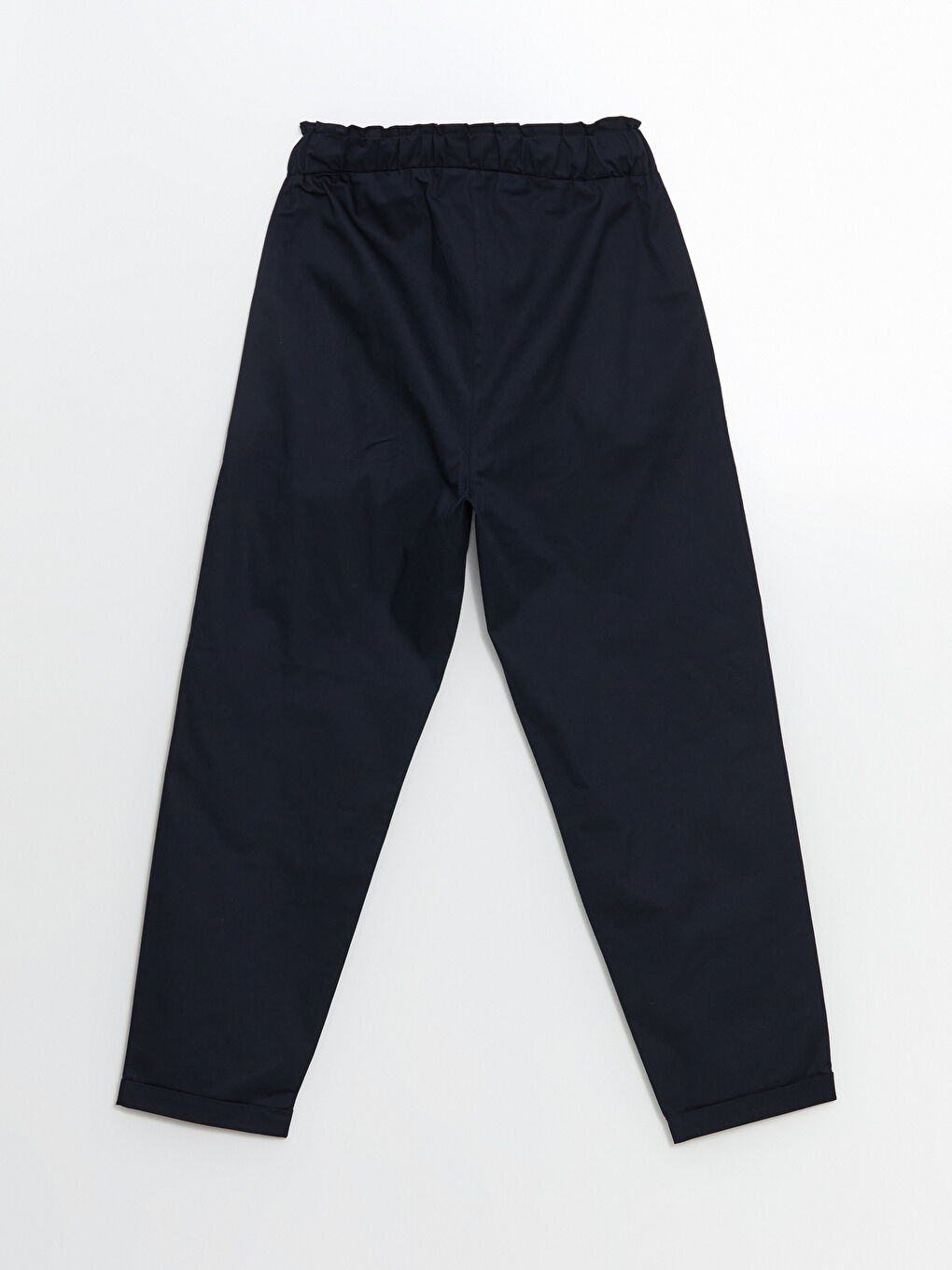 Lacivert Beli Lastikli Düz Gabardin Kadın Pantolon-5