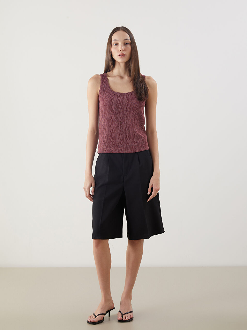 Әйелдерге арналған рельефті трикотаж майка-1