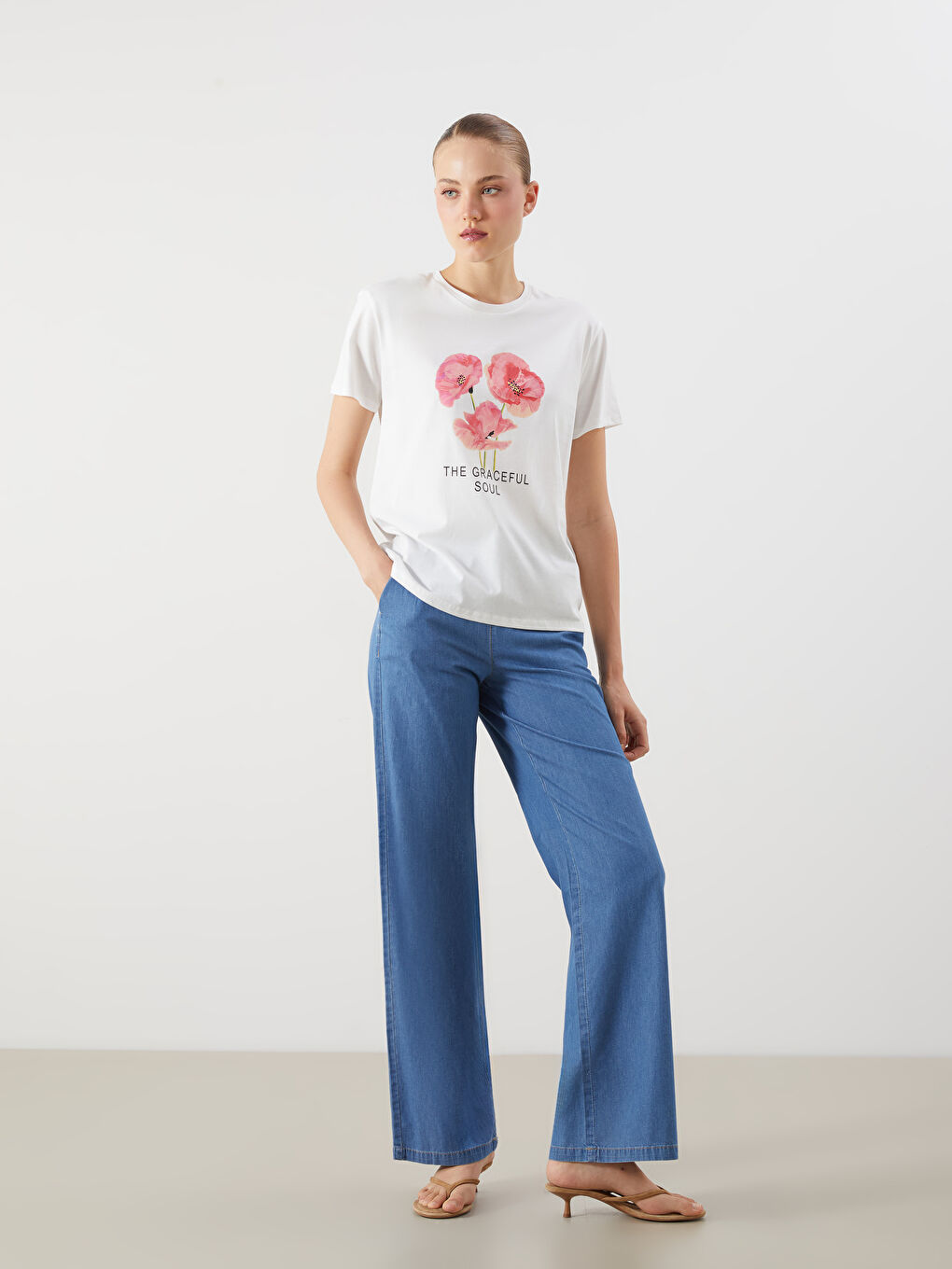 LC Waikiki Elastic Waist Wide Leg Women's Jeans -S5KC38Z8-507