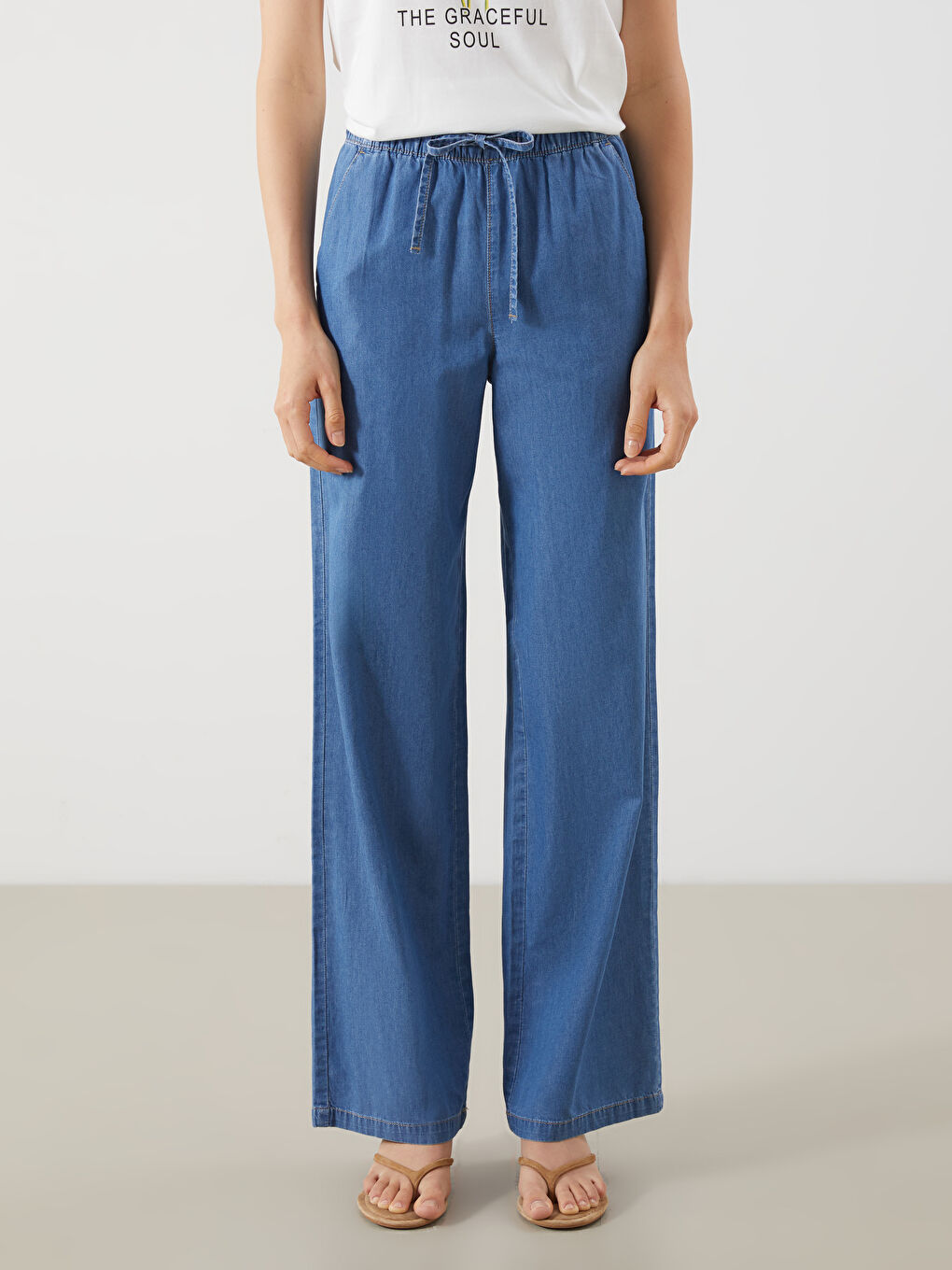 LC Waikiki Elastic Waist Wide Leg Women's Jeans -S5KC38Z8-507