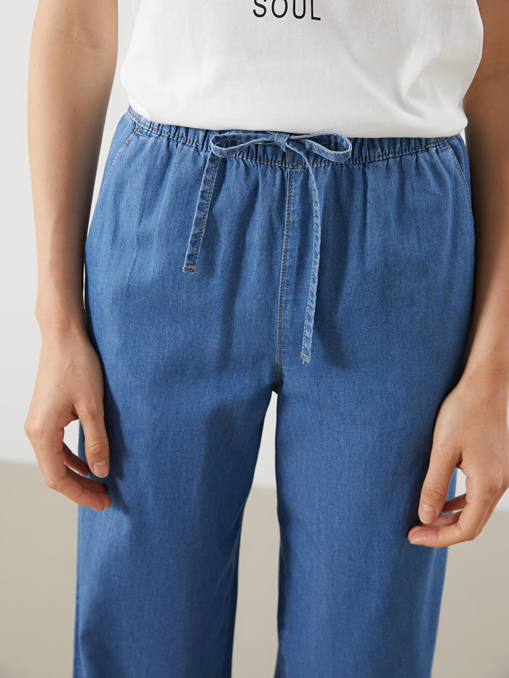LC Waikiki Elastic Waist Wide Leg Women's Jeans -S5KC38Z8-507