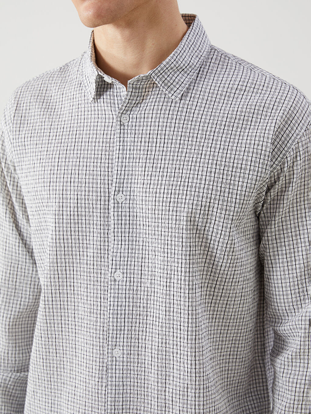 Beyaz Regular Fit Uzun Kollu Desenli Erkek Gömlek-2