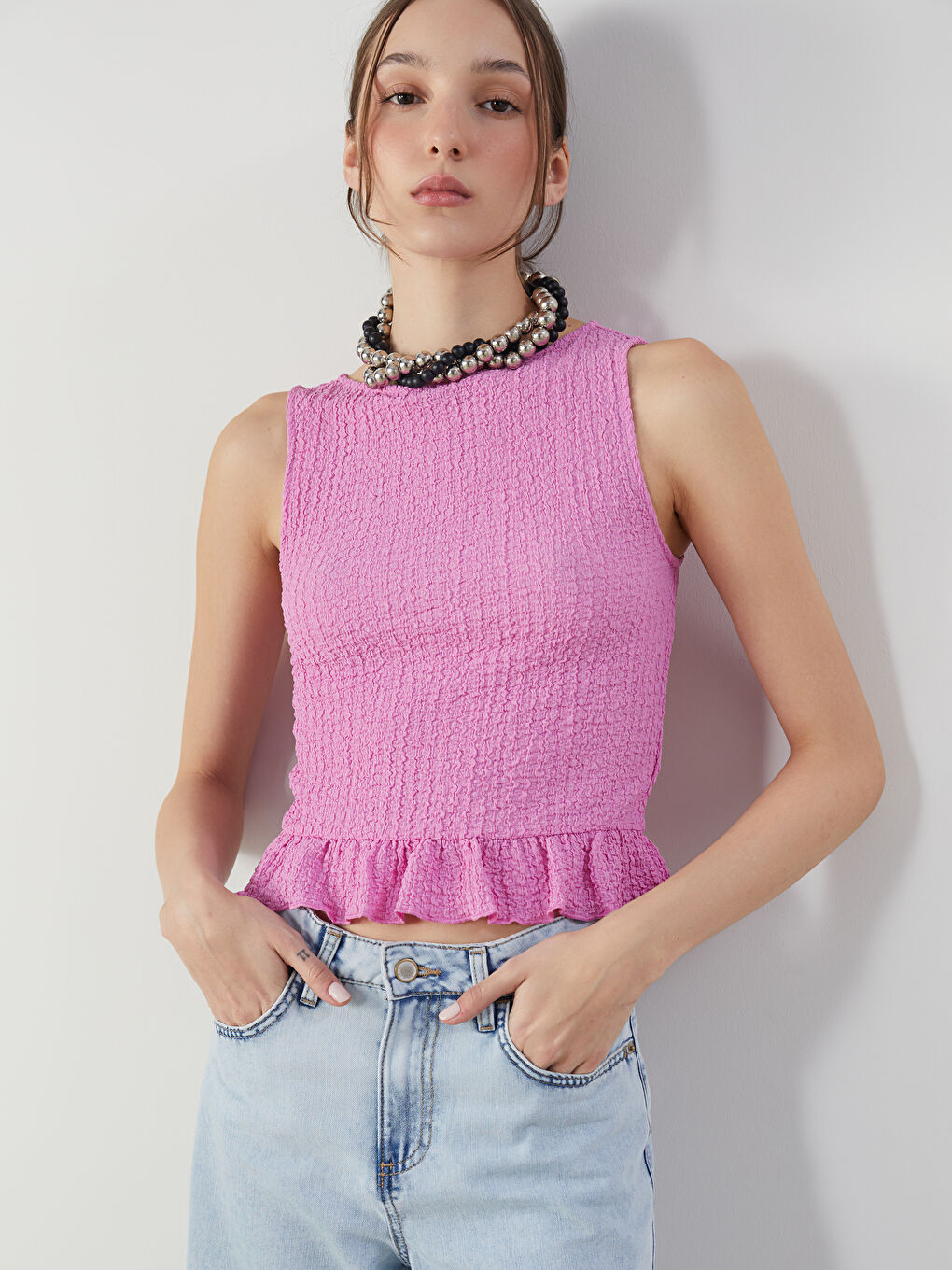 LCW Vision Woman PINK Crop Top -S5KC48Z8-GD7