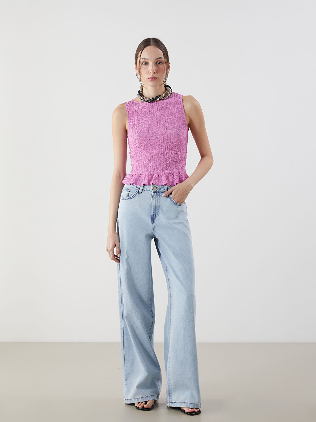 LCW Vision Woman PINK Crop Top -S5KC48Z8-GD7