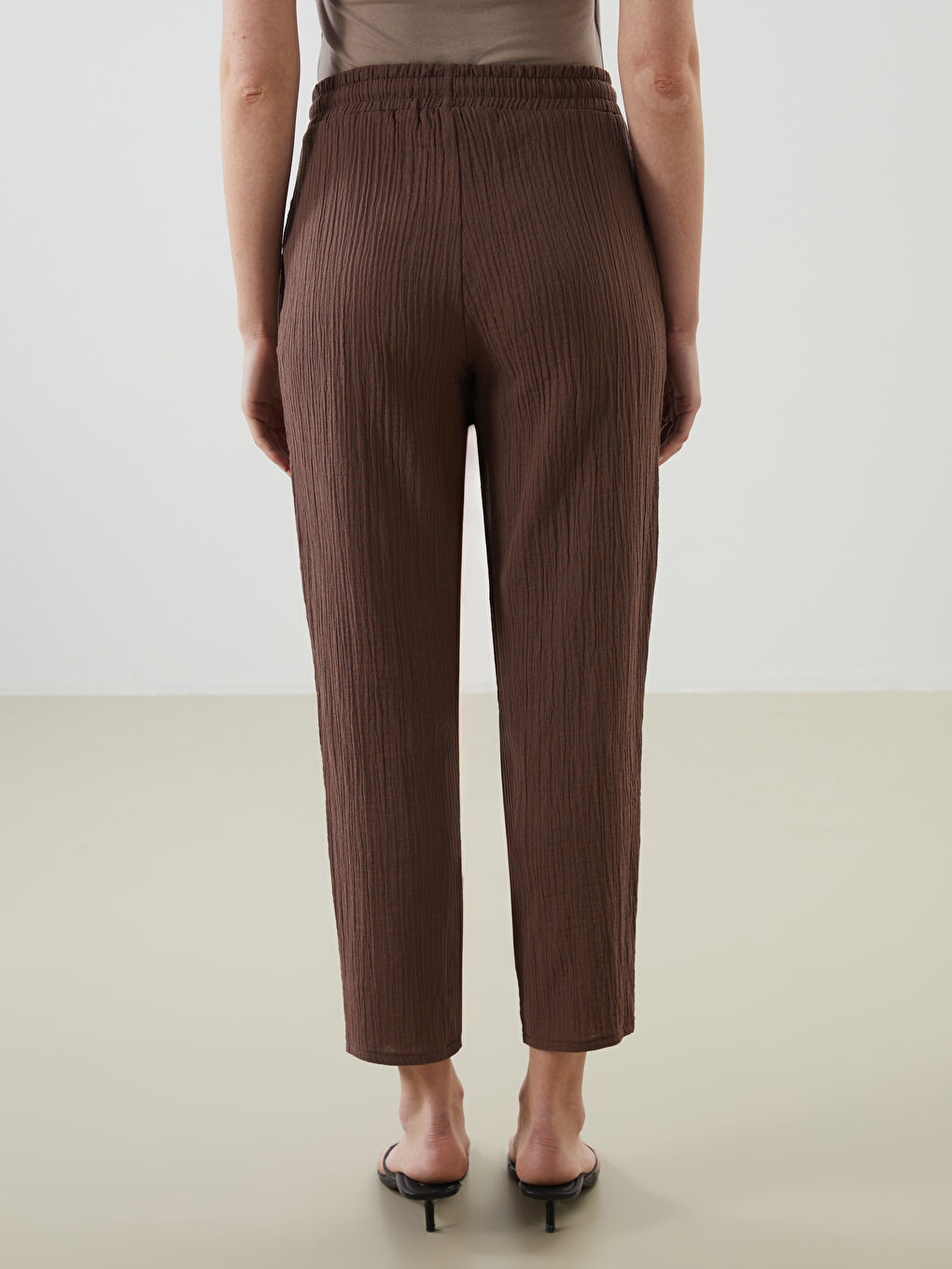 Elastic Waist Textured Women's Trousers -S5KC74Z8-HLD