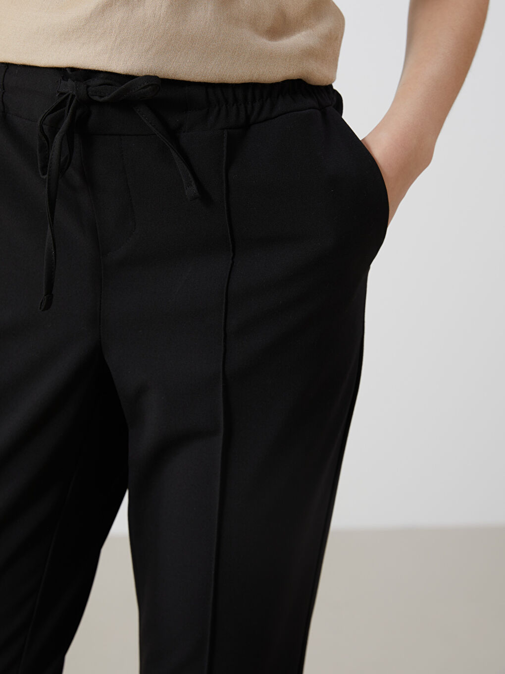 Carrot Cut Women Pants With Elastic Waist -S5KC75Z8-CVL