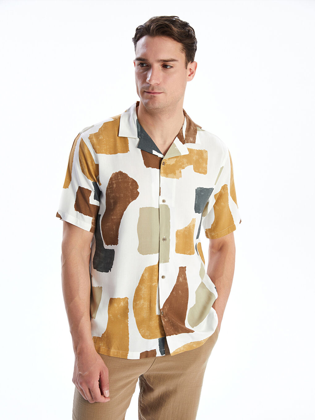 Standard Fit Short Sleeve Viscose Men's Shirt-1