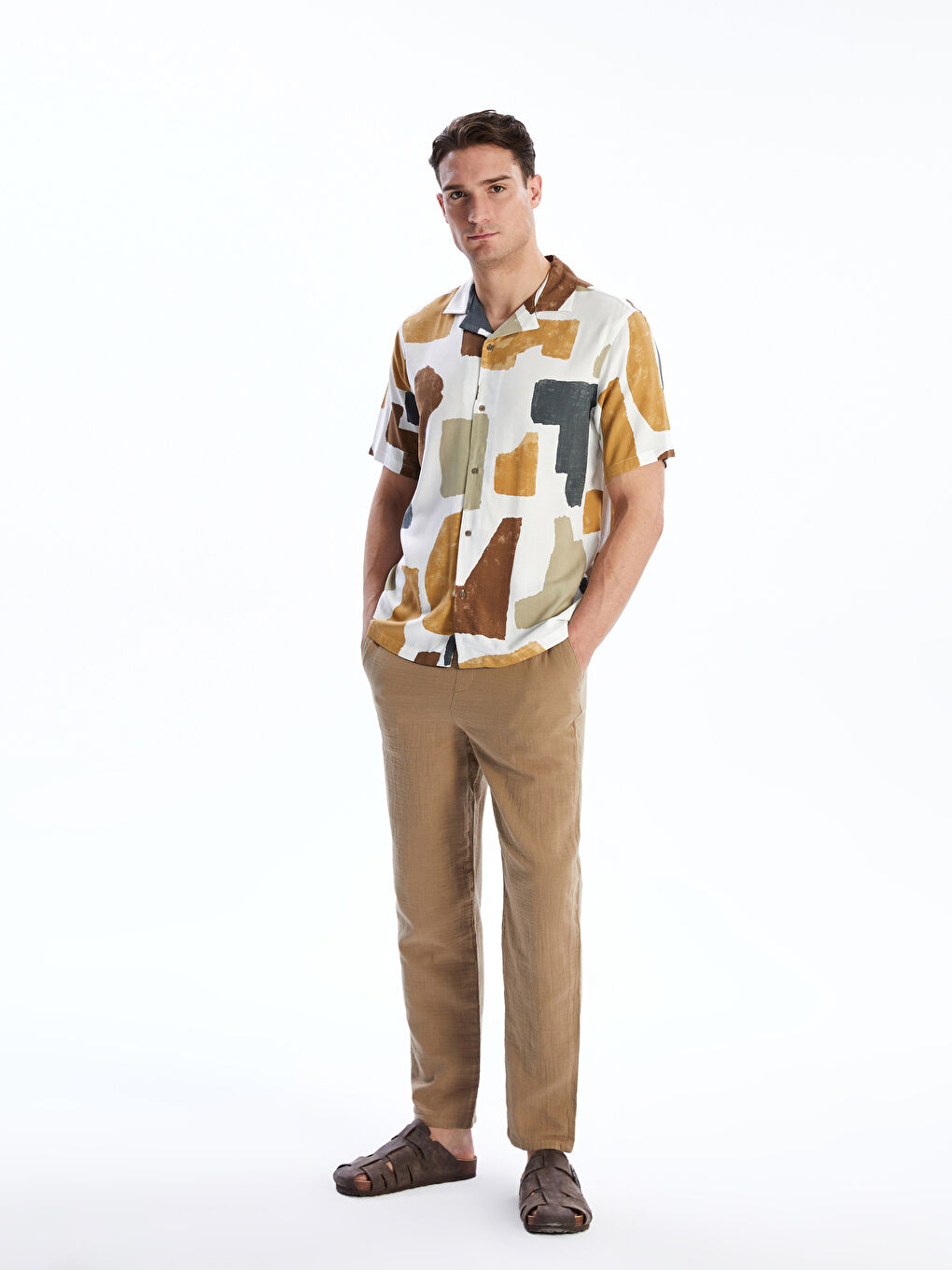 Standard Fit Short Sleeve Viscose Men's Shirt-3