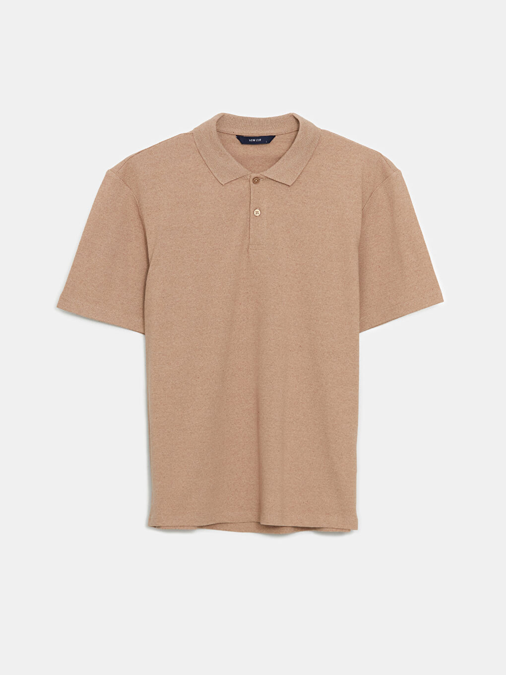 Bej Polo Yaka Kısa Kollu Erkek Tişört-4