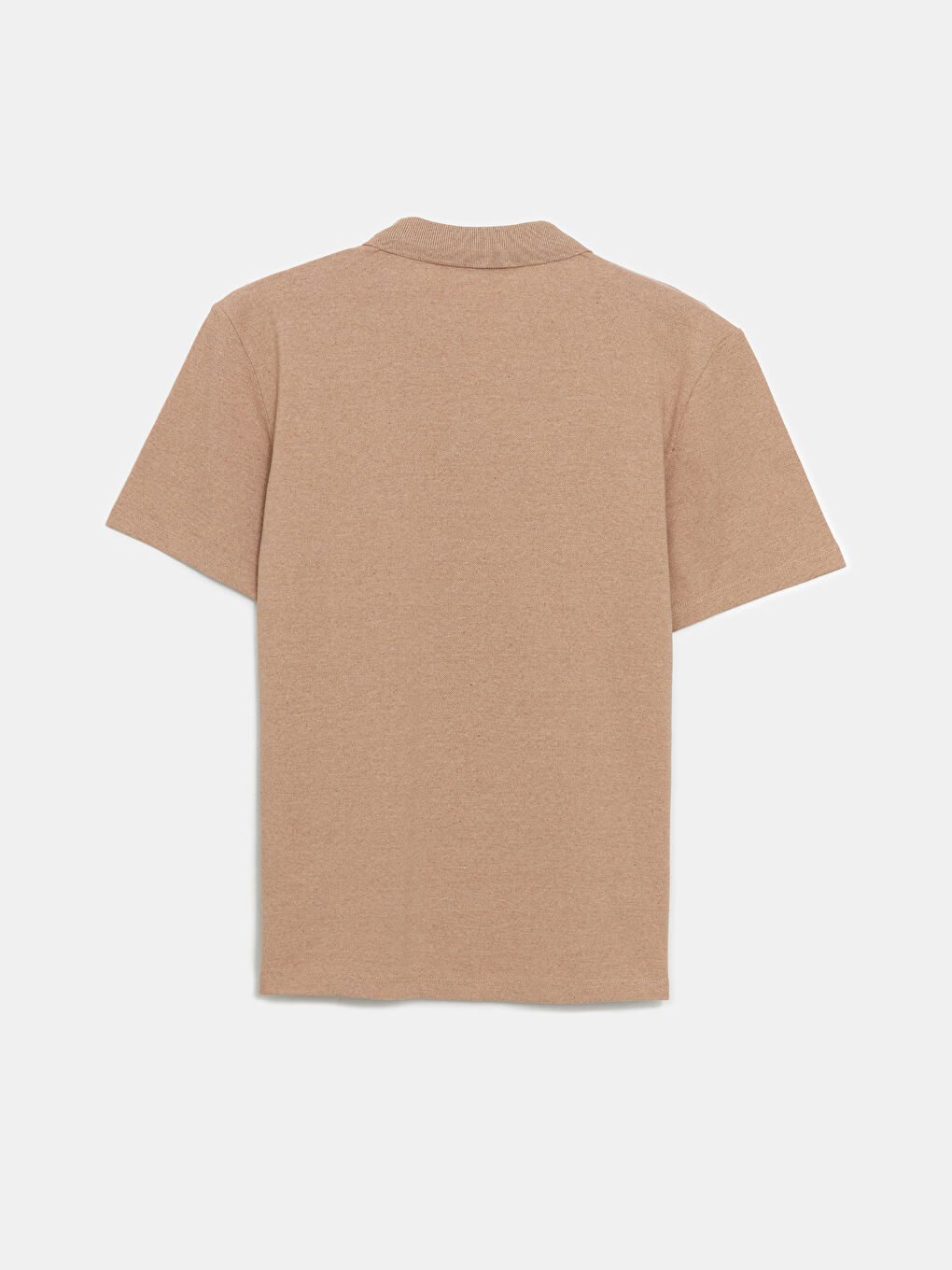 Bej Polo Yaka Kısa Kollu Erkek Tişört-5