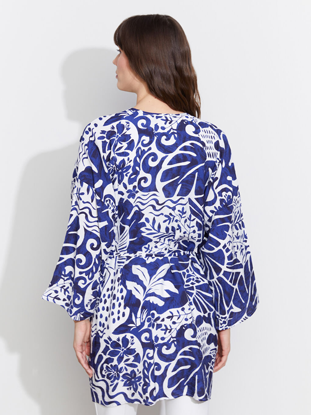 Shawl Collar Patterned Oversize Women's Kimono -S5KD14Z8-LSJ