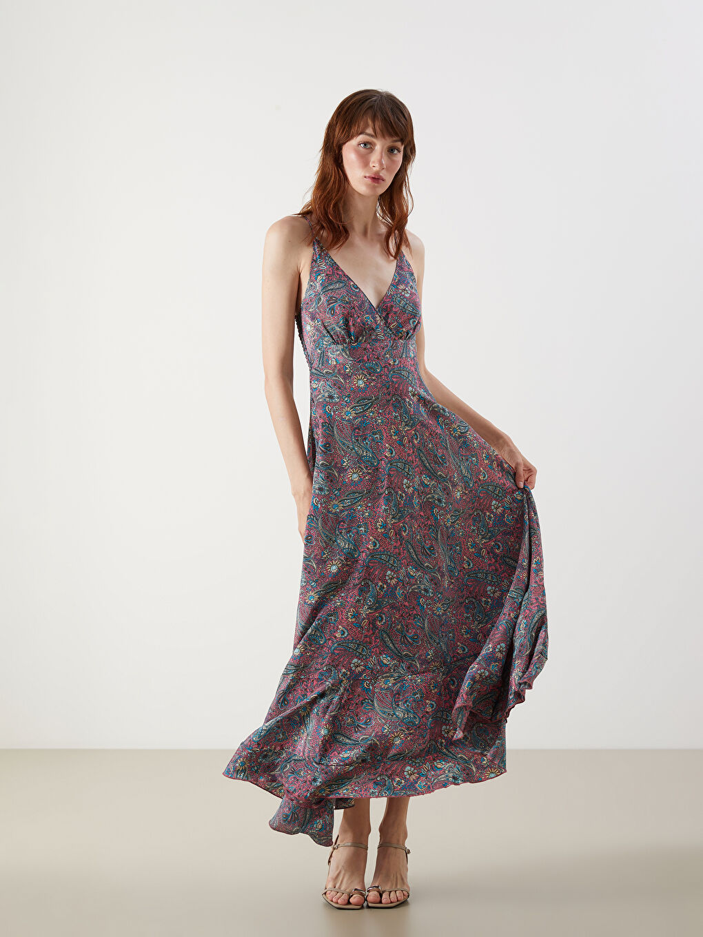 LCW Vision V-Neck Patterned Dress -S5KD23Z8-F9C