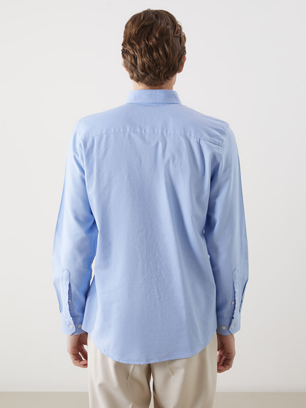 Regular Fit Long Sleeve Oxford Men's Shirt -W52695Z8-CU5