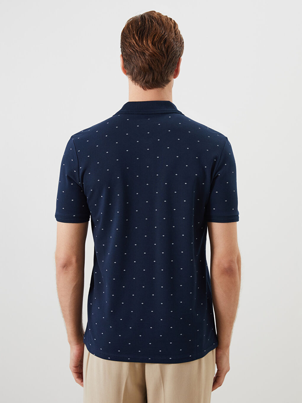 Lacivert Polo Yaka Desenli Pike Erkek Tişört-8