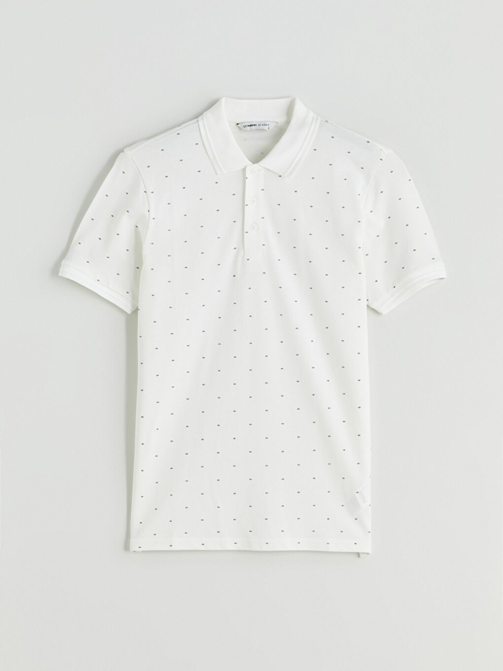 Ekru Büyük Beden Polo Yaka Desenli Pike Erkek Tişört-9