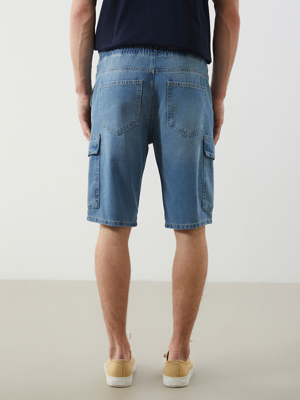 İndigo Standart Kalıp Erkek Jean Şort-3