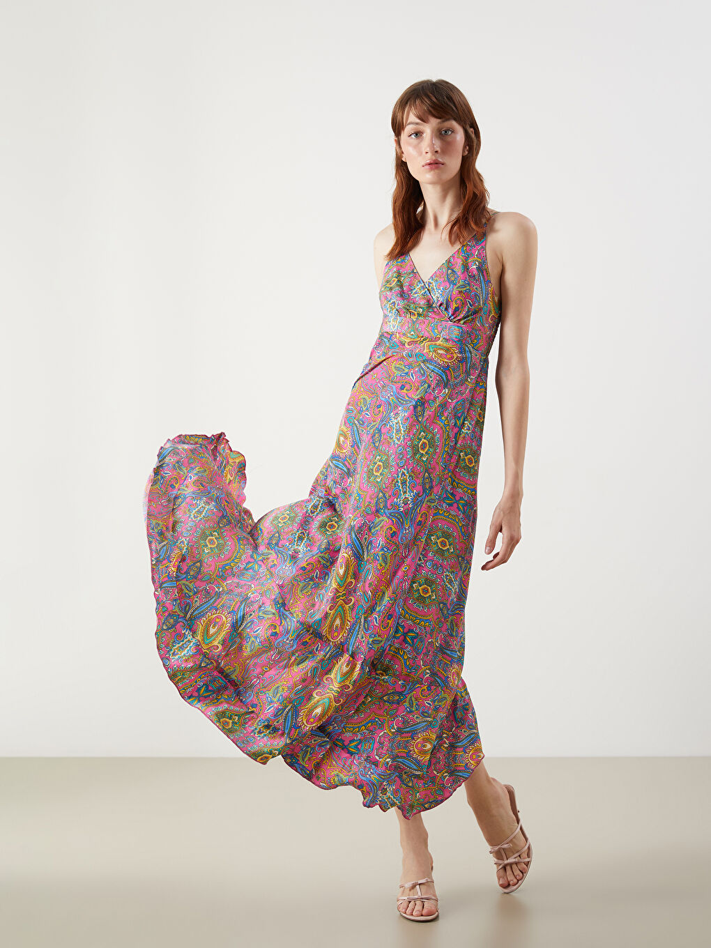 LCW Vision V-Neck Patterned Dress -S5KD93Z8-F9C