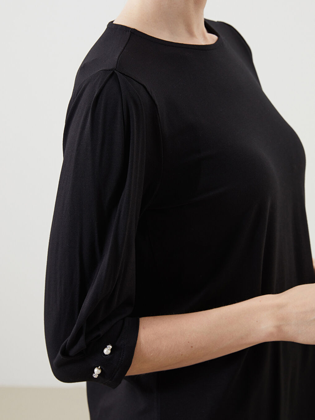 Siyah Bisiklet Yaka Kadın Bluz-2