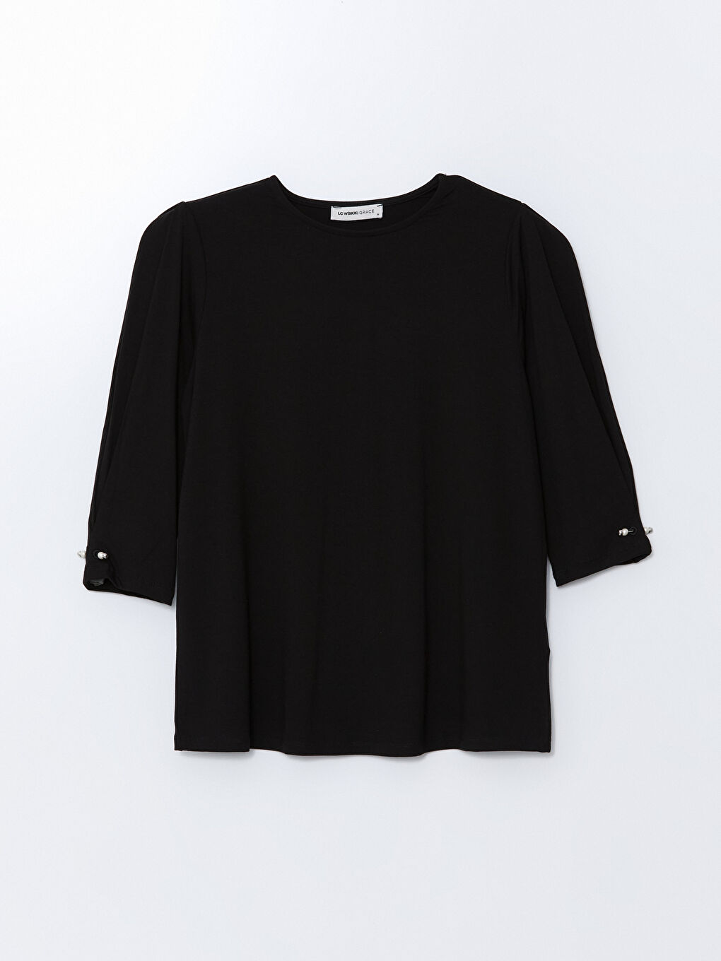 Siyah Bisiklet Yaka Kadın Bluz-4