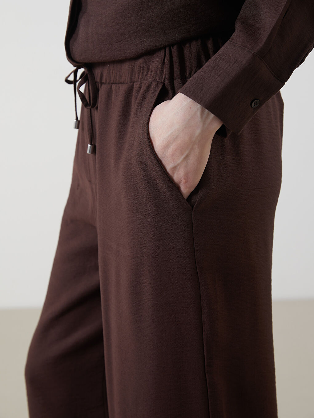 LCW Modest Kahverengi Beli Lastikli Kadın Pantolon - 2