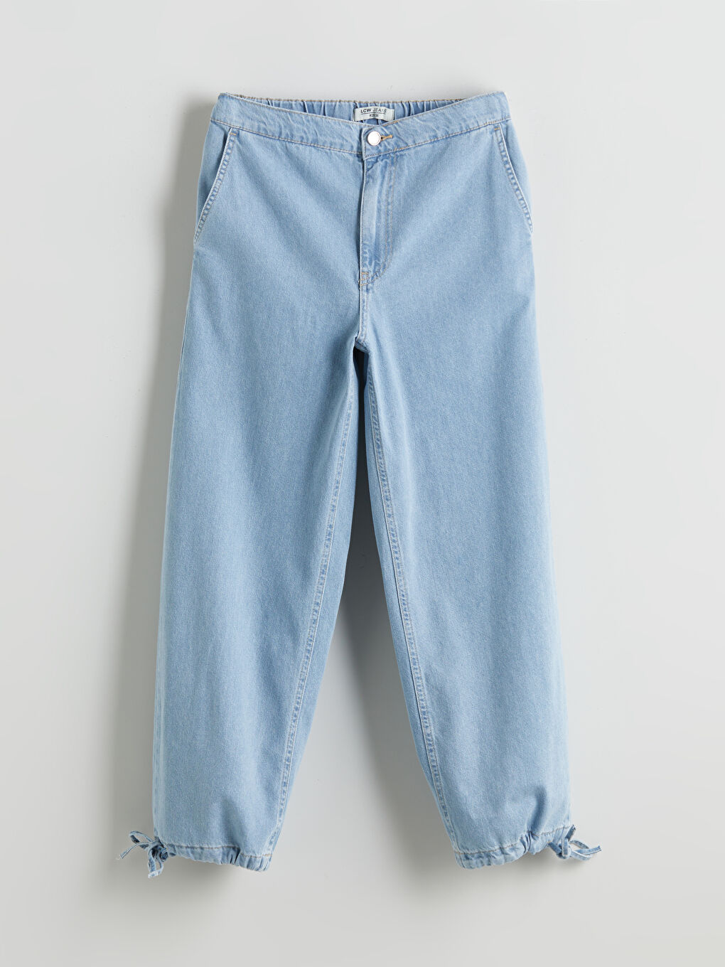 İndigo Beli Lastikli Jogger Kadın Jean Pantolon-4