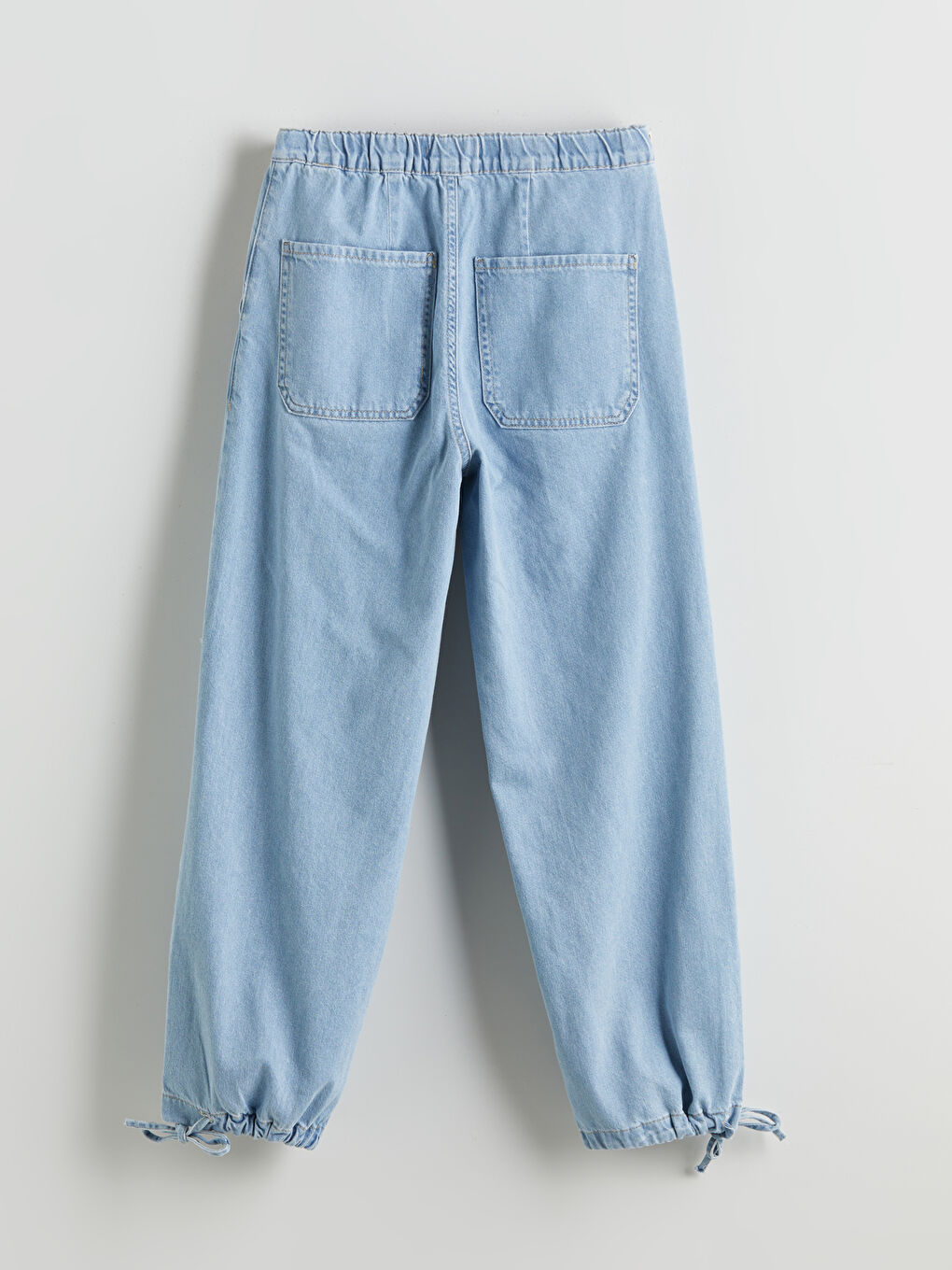 İndigo Beli Lastikli Jogger Kadın Jean Pantolon-5