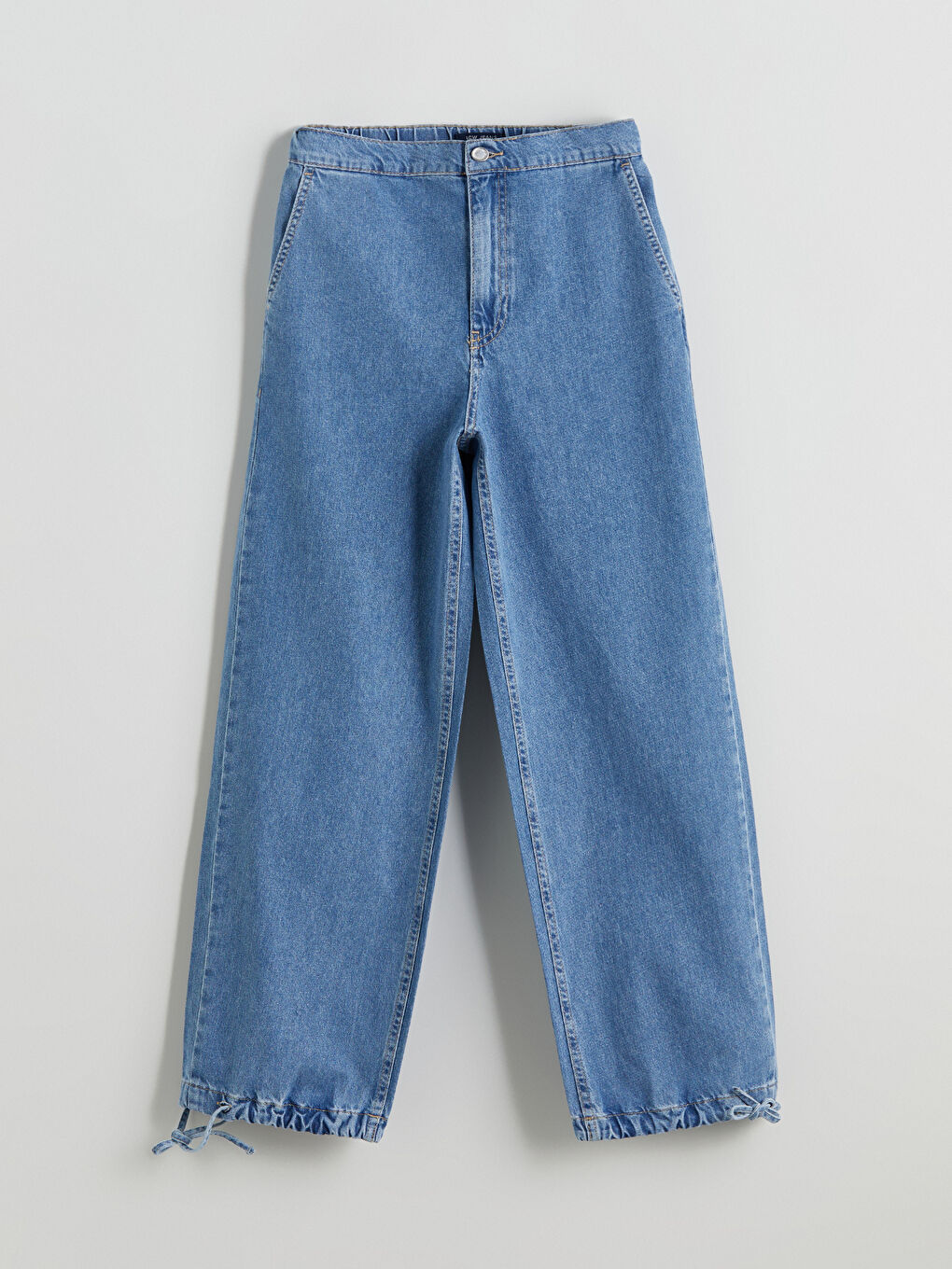 İndigo Beli Lastikli Jogger Kadın Jean Pantolon-4