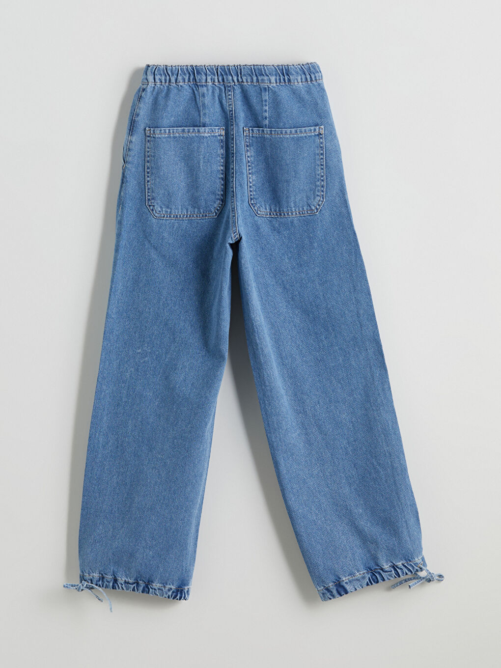 İndigo Beli Lastikli Jogger Kadın Jean Pantolon-5