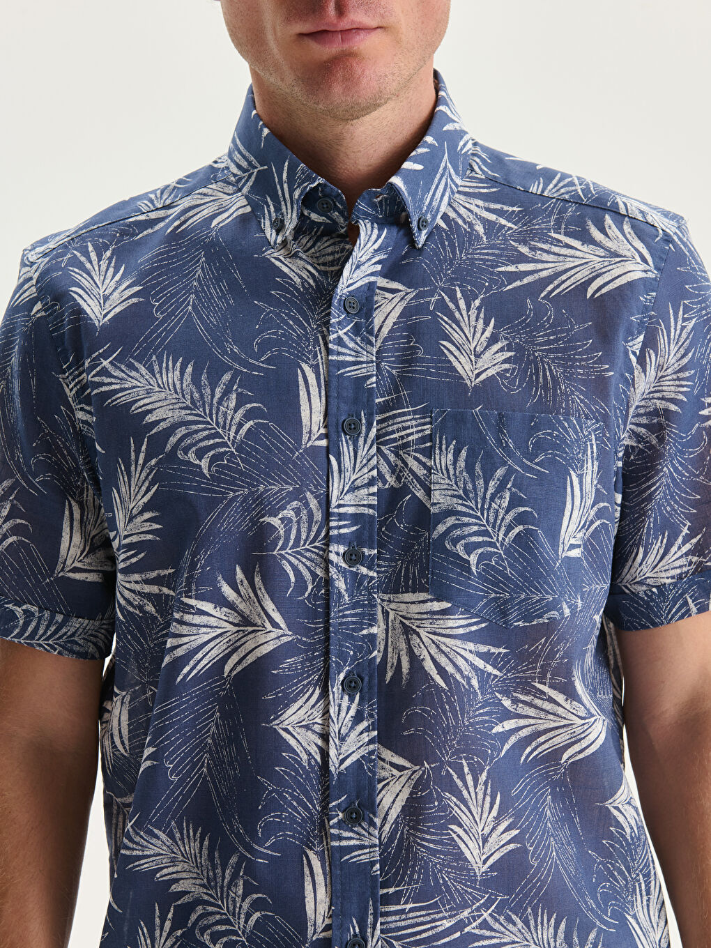 Slim Fit Short Sleeve Patterned Men's Shirt-2