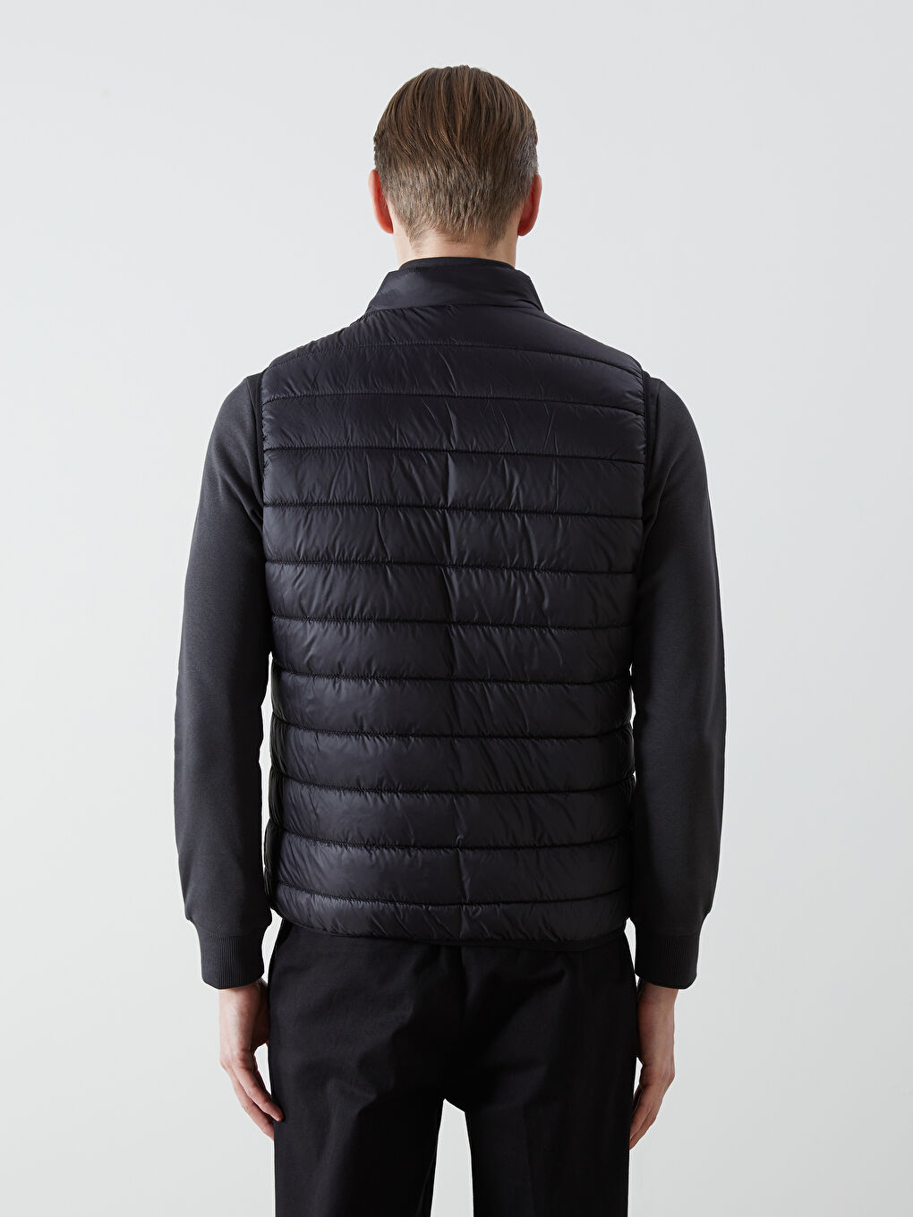 Siyah Standart Kalıp Dik Yaka Erkek Şişme Yelek-8