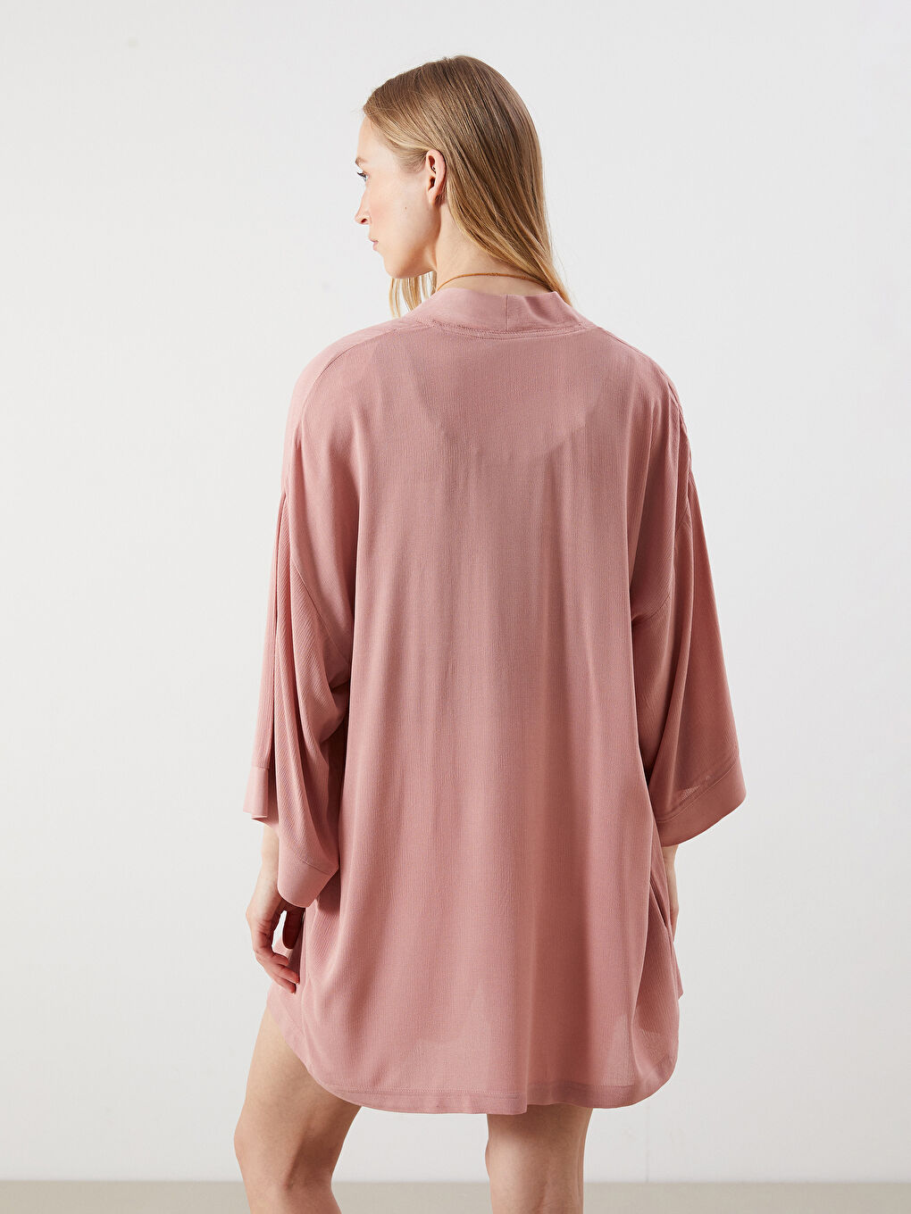 Shawl Collar Textured Oversize Women's Kimono-3