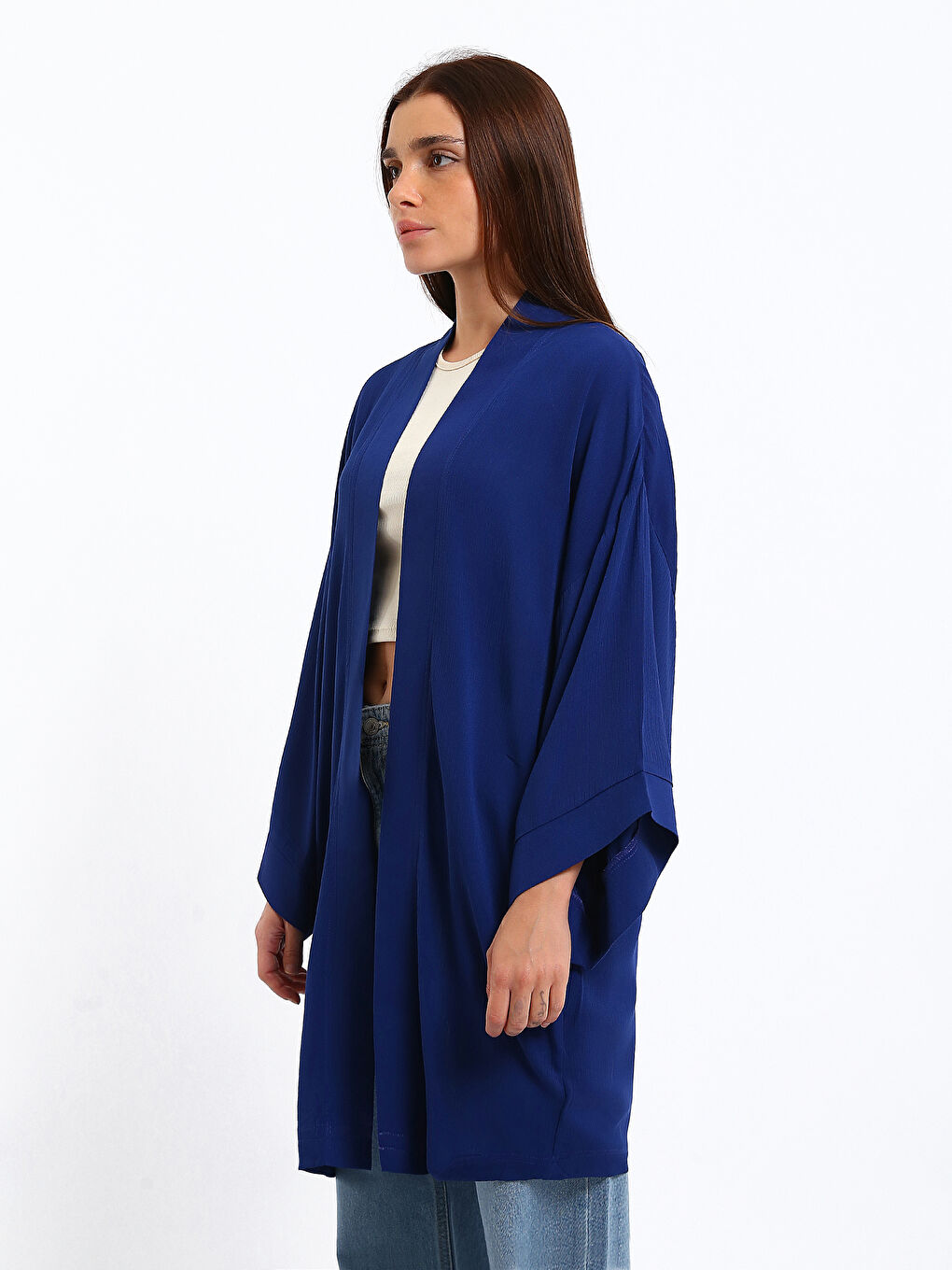 Shawl Collar Textured Oversize Women's Kimono-3