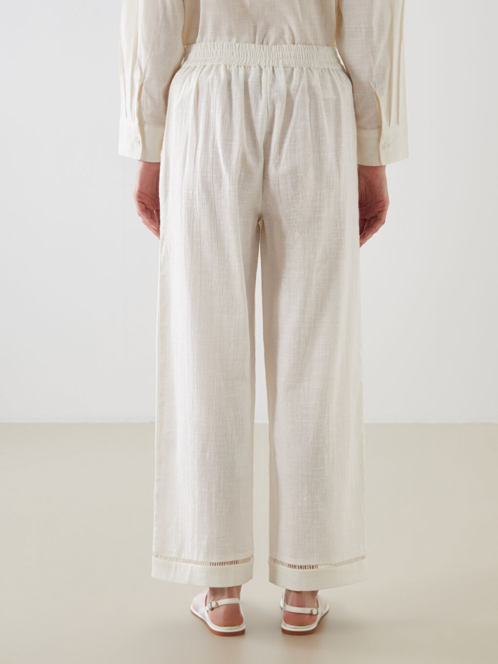 LCW Vision Elasticated Waist Linen-Look Women's Trousers -S5KF18Z8-R9J