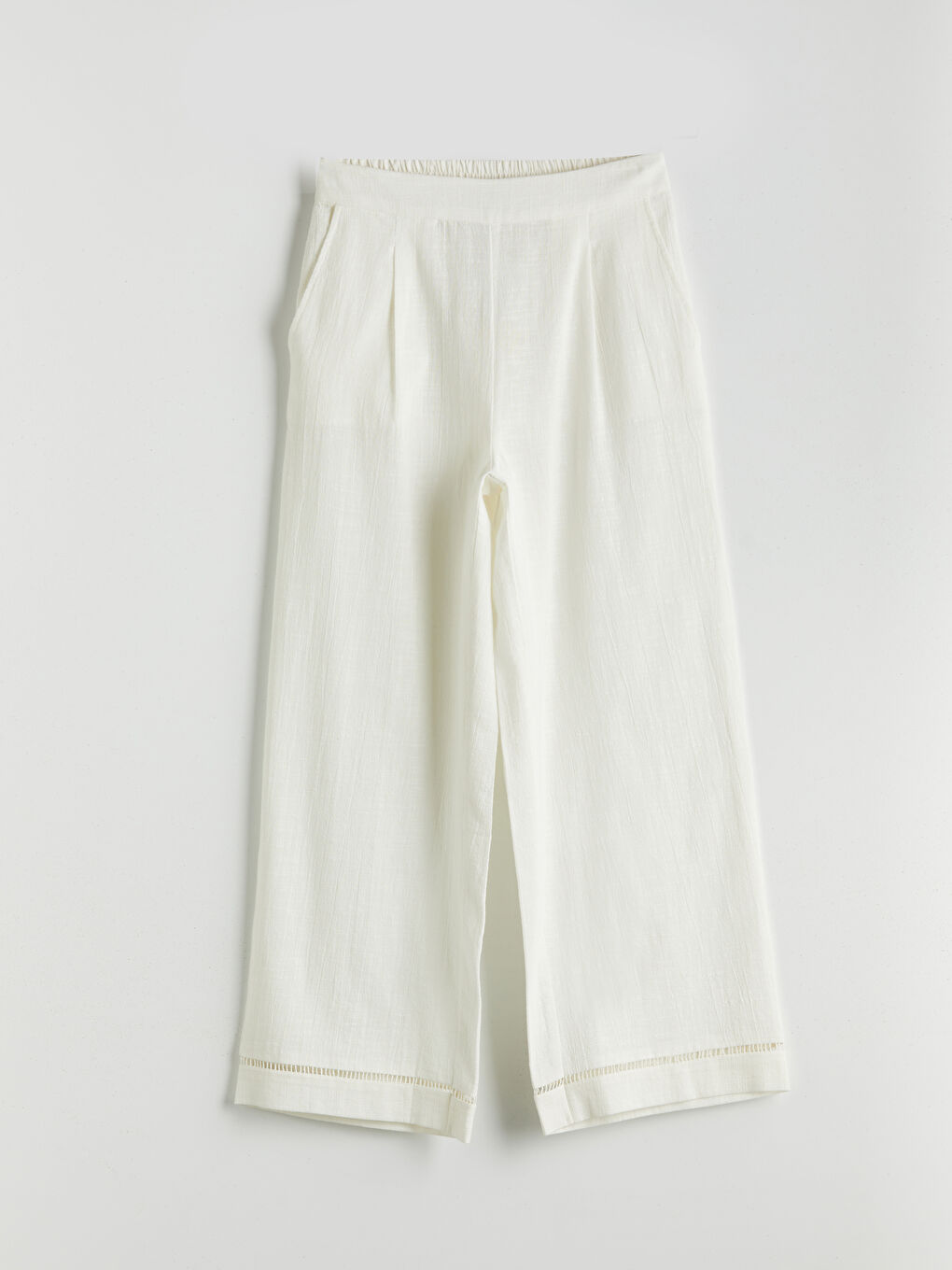 LCW Vision Elasticated Waist Linen-Look Women's Trousers -S5KF18Z8-R9J