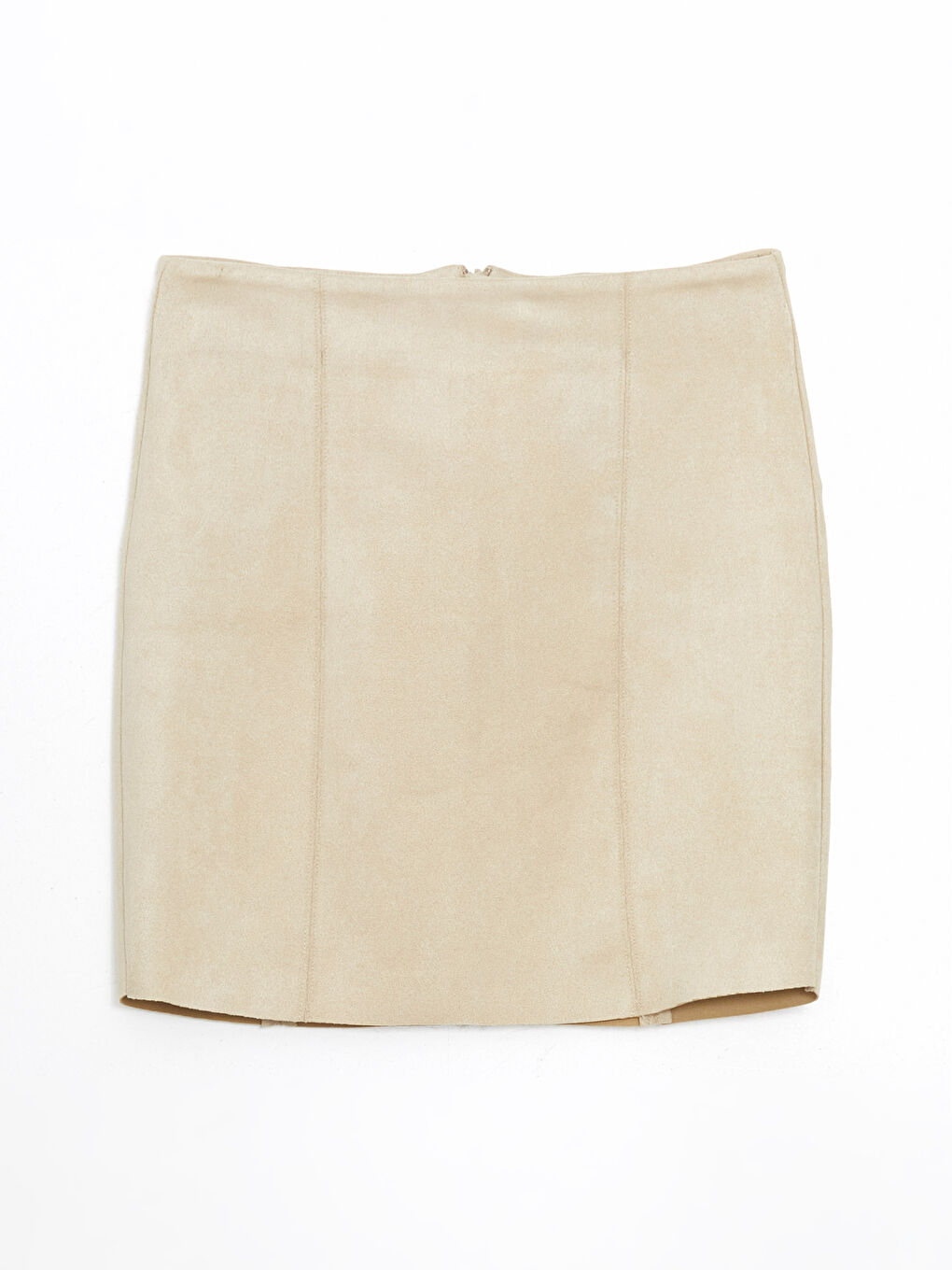 Bej Beli Fermuarlı Standart Fit Kadın Etek-9