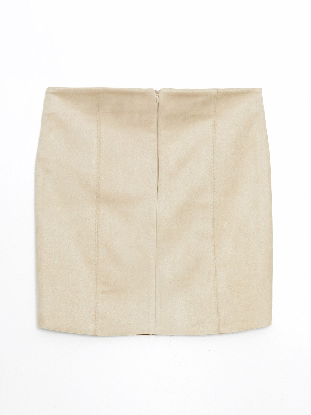 Bej Beli Fermuarlı Standart Fit Kadın Etek-10