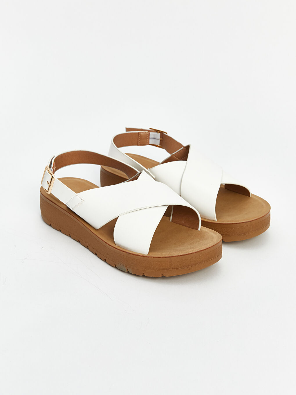 LC Waikiki Leather Look Cross Banded Women's Slippers -S5KF27Z8-J5E