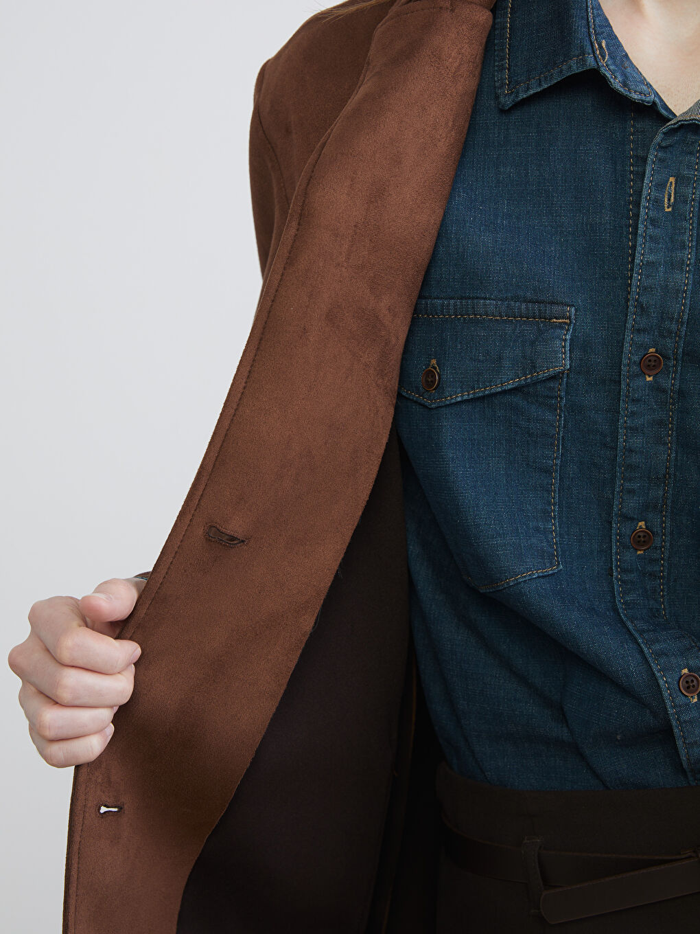 Collared Neck Suede Women's Jacket-10