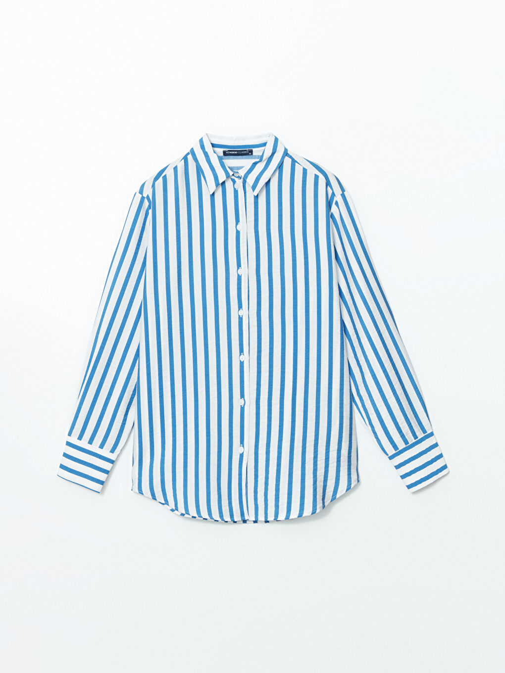 Lacivert Çizgili Kadın Gömlek-4