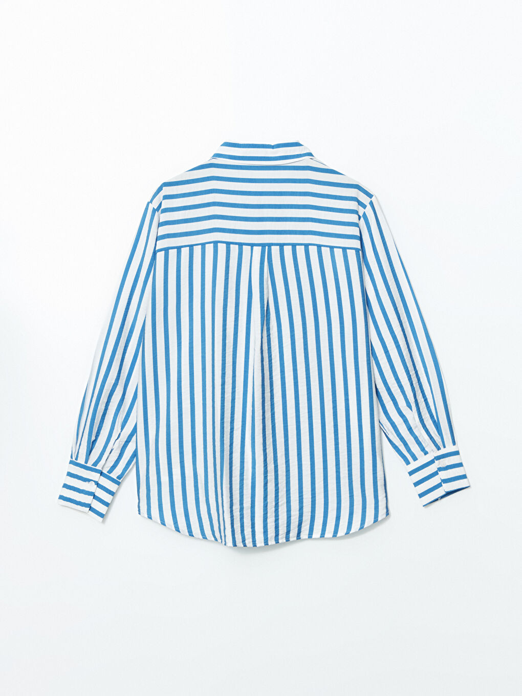 Lacivert Çizgili Kadın Gömlek-5