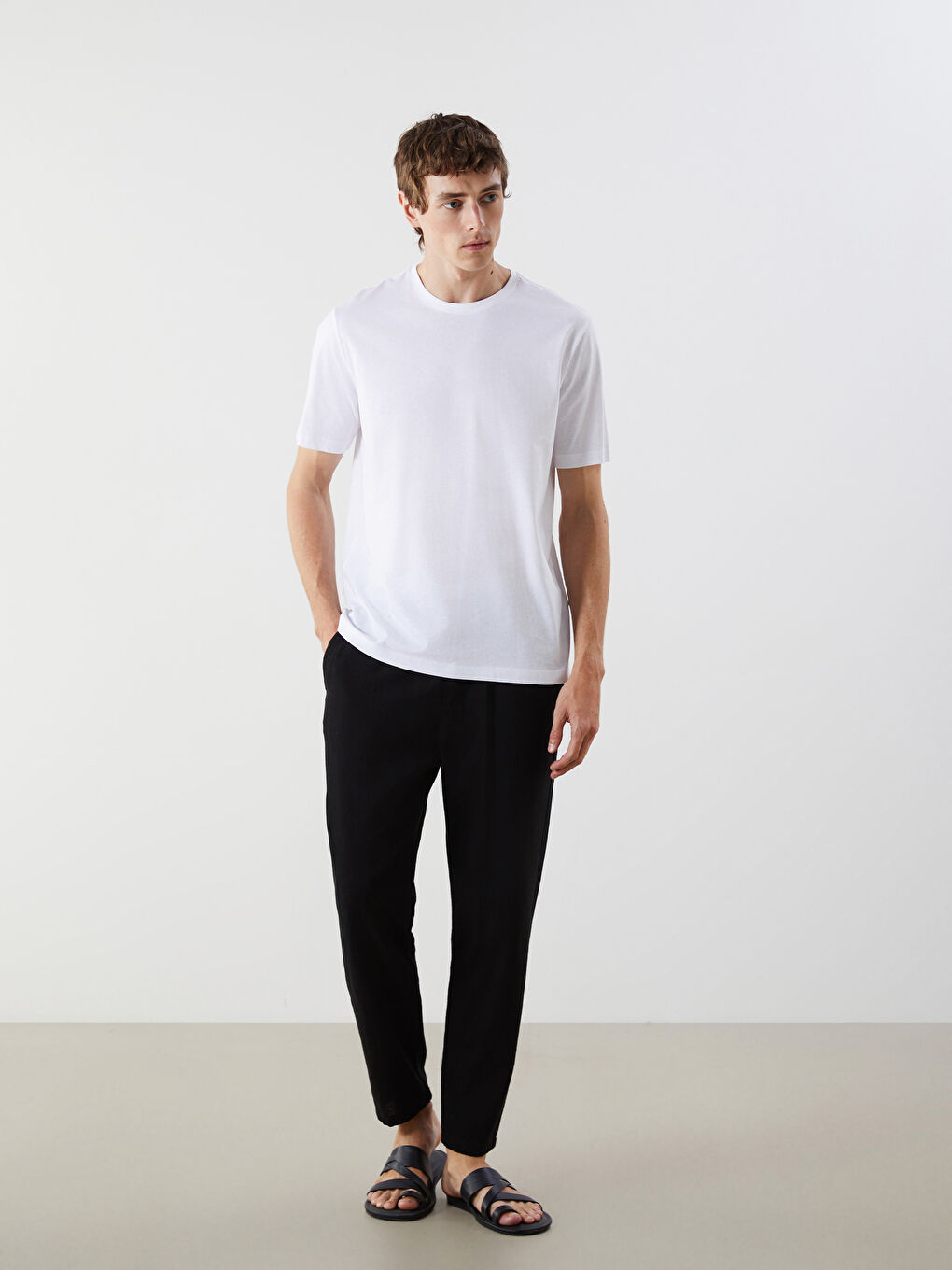 Standard Fit Linen Blend Men's Trousers -S5KG64Z8-CVL